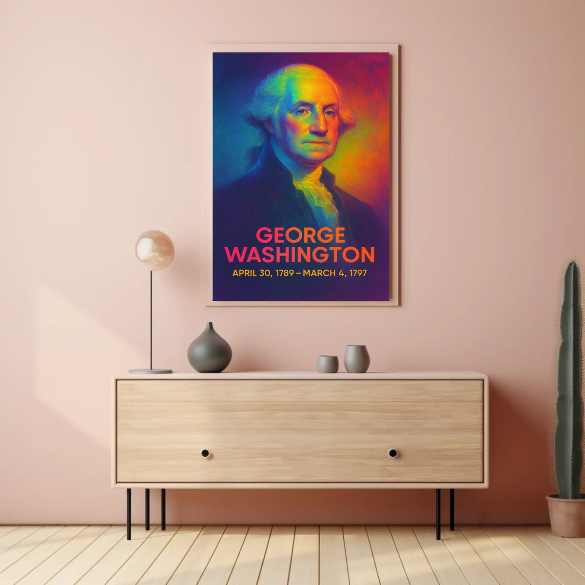 George Washington 1st President of the United States Neon Gradient Overlay Poster