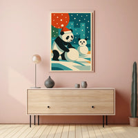 Festive Pandas in Winter Wonderland Poster