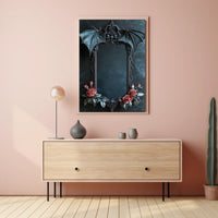 Gothic Mirror Frame with Roses Art Print Poster