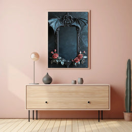 Gothic Mirror Frame with Roses Art Print Poster