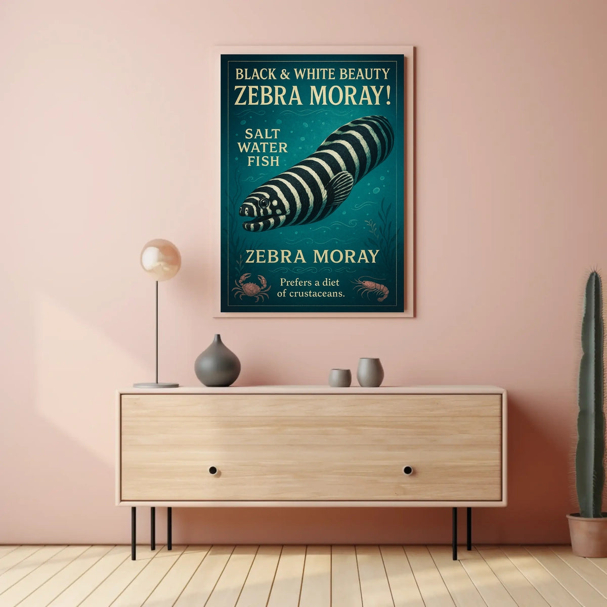 Zebra Moray Vintage Art Animal Poster