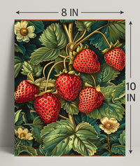 Vintage Strawberry Botanical Art Illustration Poster