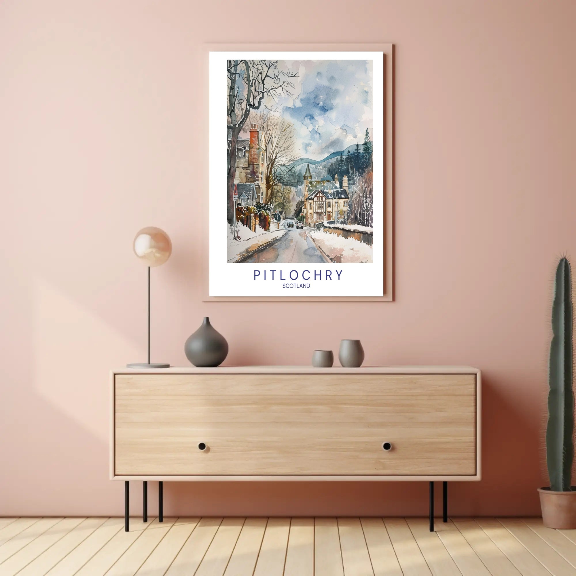 Pitlochry Winter Wonderland: Scenic Travel Poster PosterGoat