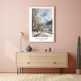 Pitlochry Winter Wonderland: Scenic Travel Poster PosterGoat