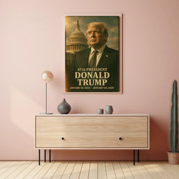 Donald Trump Visionary Amidst Historical Echoes Poster