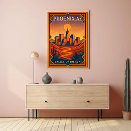 Phoenix Arizona Vintage Art Deco Sunset Poster