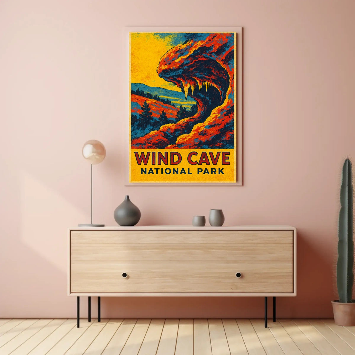 Wind Cave National Park Adventure Vintage Explorer Poster