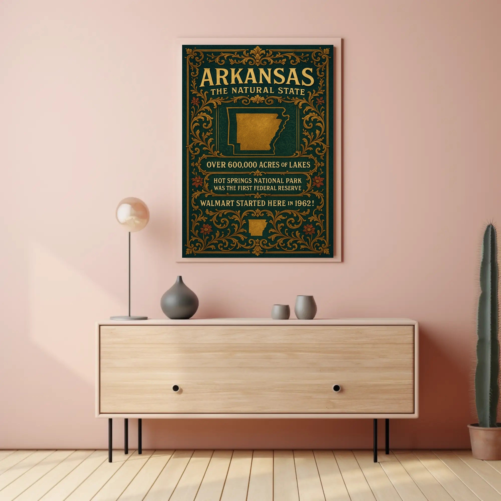 Arkansas Vintage Travel Poster Showcasing Natural Beauty