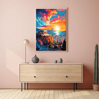 Ancient Greek Temple at Sunset Cultural or Heritage Poster