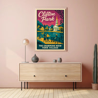 Clifton Park: Vintage Mid-Century New York Travel Poster