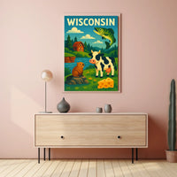 Classic Wisconsin Wildlife Agriculture Poster
