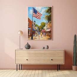 Classic American Town Square City Street Scene Poster