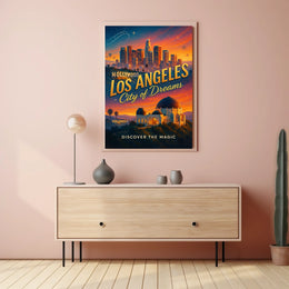 Los Angeles Skyline Vintage Travel Poster Art