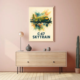C-47 Skytrain WWII Aviation Art Poster Print