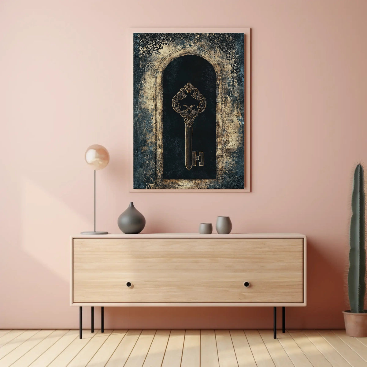 Intricate Antique Key Design Gothic Heritage Poster