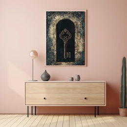 Intricate Antique Key Design Gothic Heritage Poster