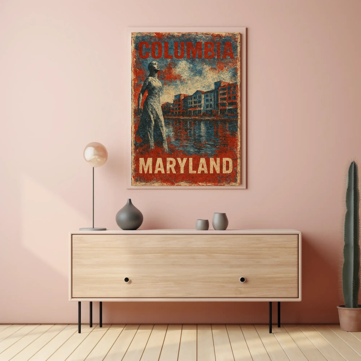 Columbia Maryland Cityscape Urban Landscape Wanderlust Souvenir Wall Art Decor Poster