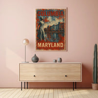 Columbia Maryland Cityscape Urban Landscape Wanderlust Souvenir Wall Art Decor Poster