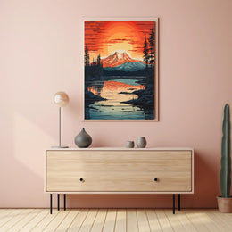 Serene Mountain Sunset Poster PosterGoat