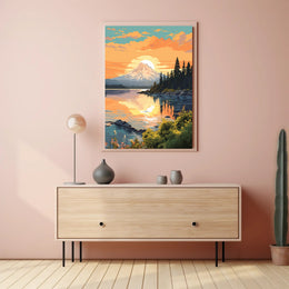 Serene Mountain Sunset Poster PosterGoat