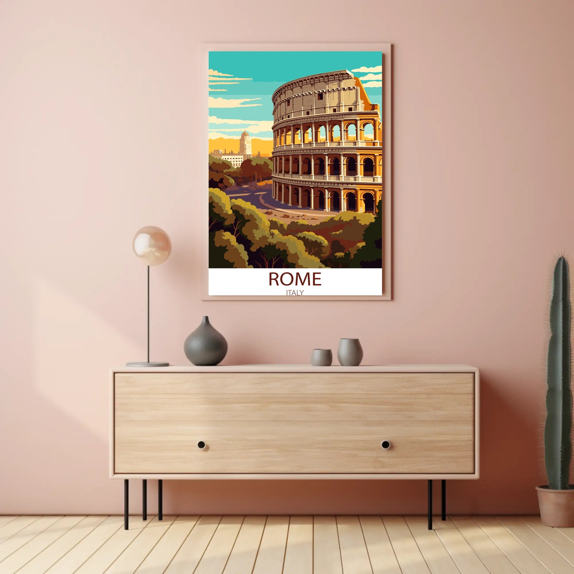 Colosseum by Day: Modern Rome Travel Poster