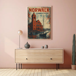 Norwalk Waterfront Vintage Scene Urban Cityscape Poster