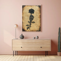 Gothic Skeletal Hand and Black Rose Artistic Poster