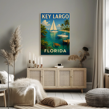 Key Largo Florida Tropical Boats Beach Poster