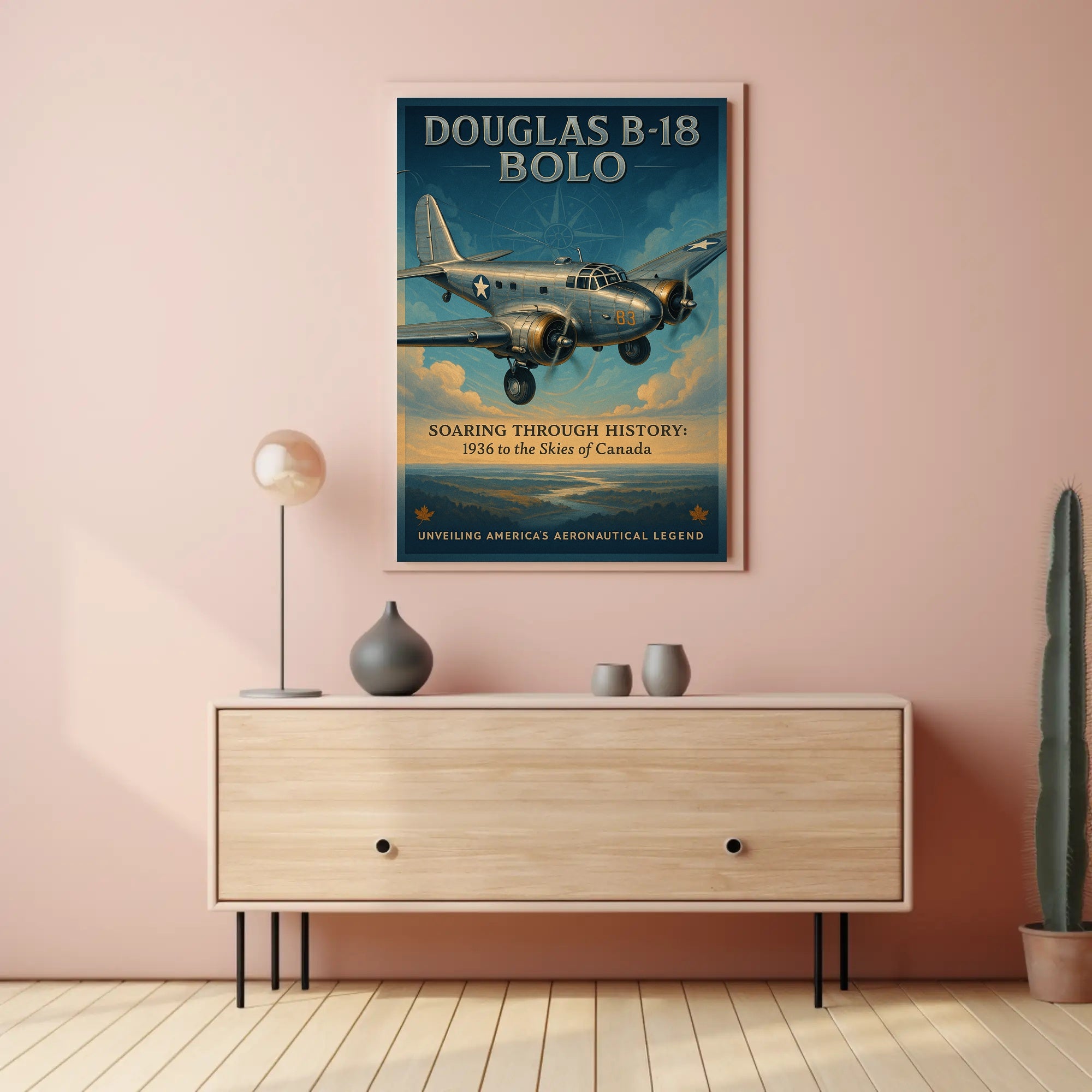 Douglas B18 Bolo Vintage Aircraft Poster Print