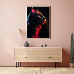 Neon Cat Portrait Poster
