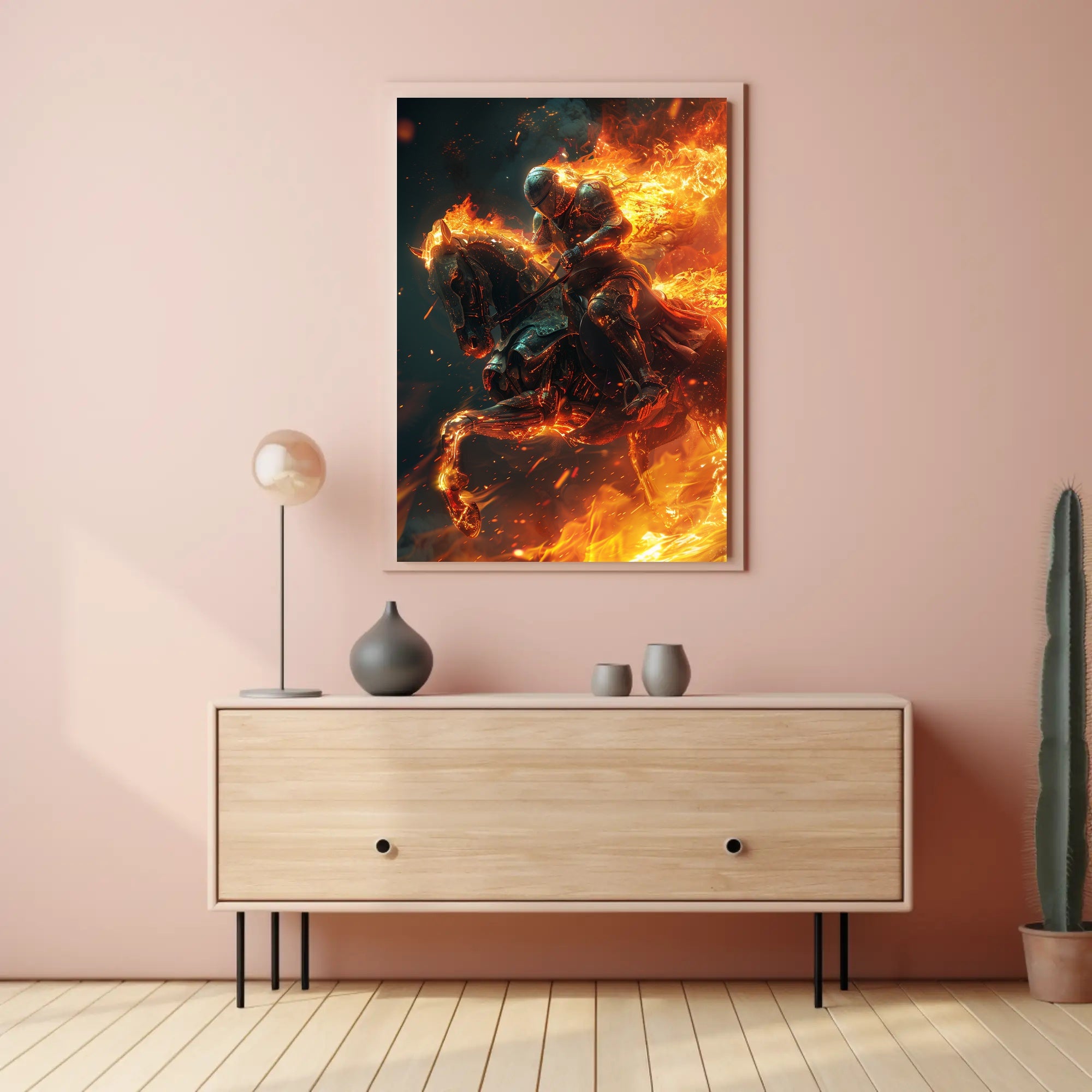 Fiery Knight in Battle: Epic Fantasy or Mythology Poster PosterGoat