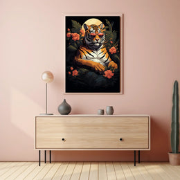 Tiger sunglasses jungle scene – Artistic Animal Poster