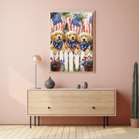 Vibrant Trio Of Golden Retriever Puppies Artwork Poster