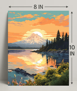 Serene Mountain Sunset Poster PosterGoat