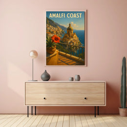 Amalfi Coast Poster Wall Art for Coastal Home Decor