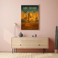 Abu Dhabi's Iconic Blend: Cultural Cityscape Travel Poster