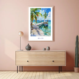 Tropical Belize Coastal Scene Travel Poster PosterGoat