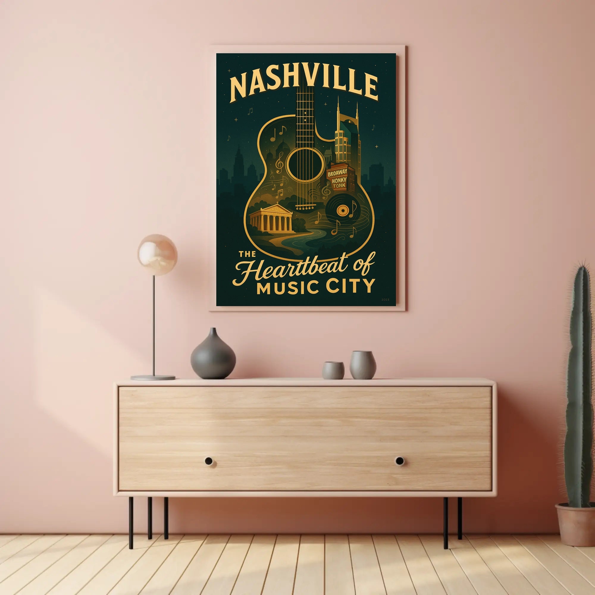 Nashville Poster Vintage Music City Wall Art