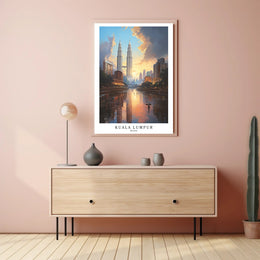 Kuala Lumpur Cityscape Art featuring Petronas Twin Towers Poster PosterGoat