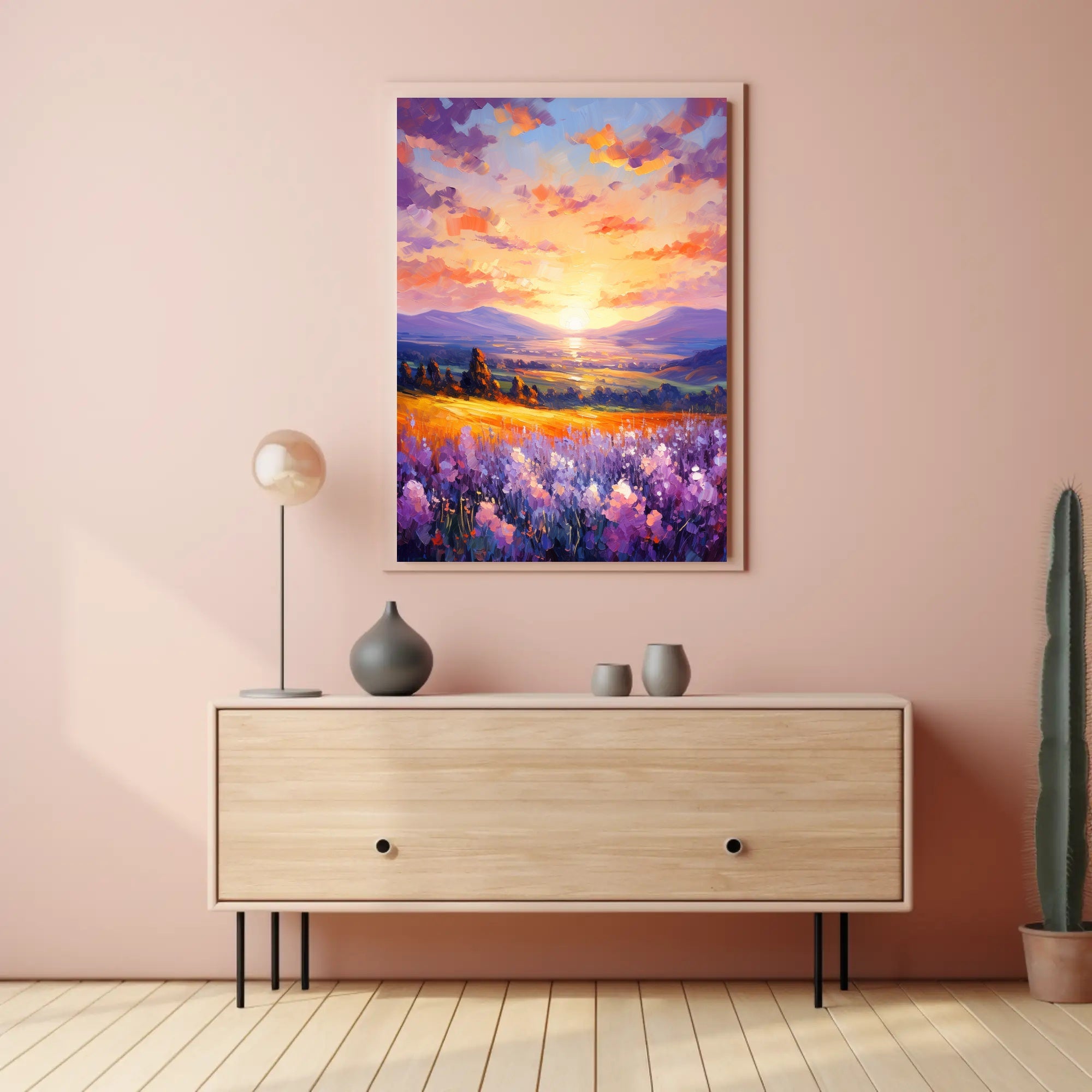 Vibrant Sunset Over Fields Poster