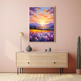 Vibrant Sunset Over Fields Poster