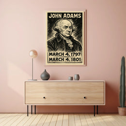 John Adams 2nd President of the United States B & W Comic Sketch Poster