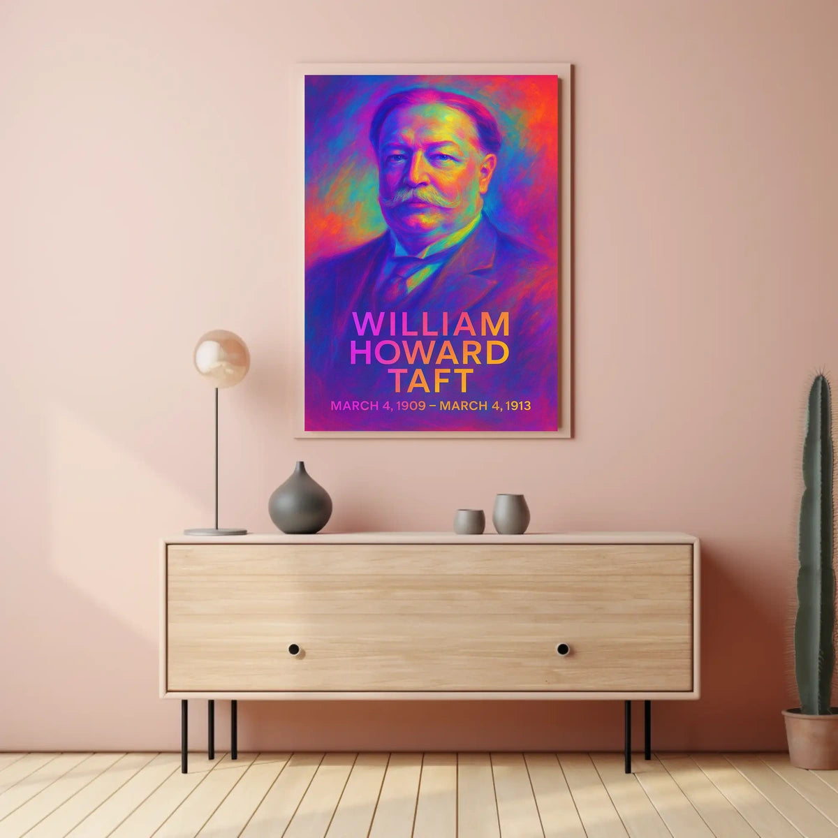 William Howard Taft 27th President of the United States Neon Gradient Overlay Poster