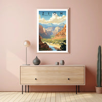 Zion National Park Vintage Travel Poster Print