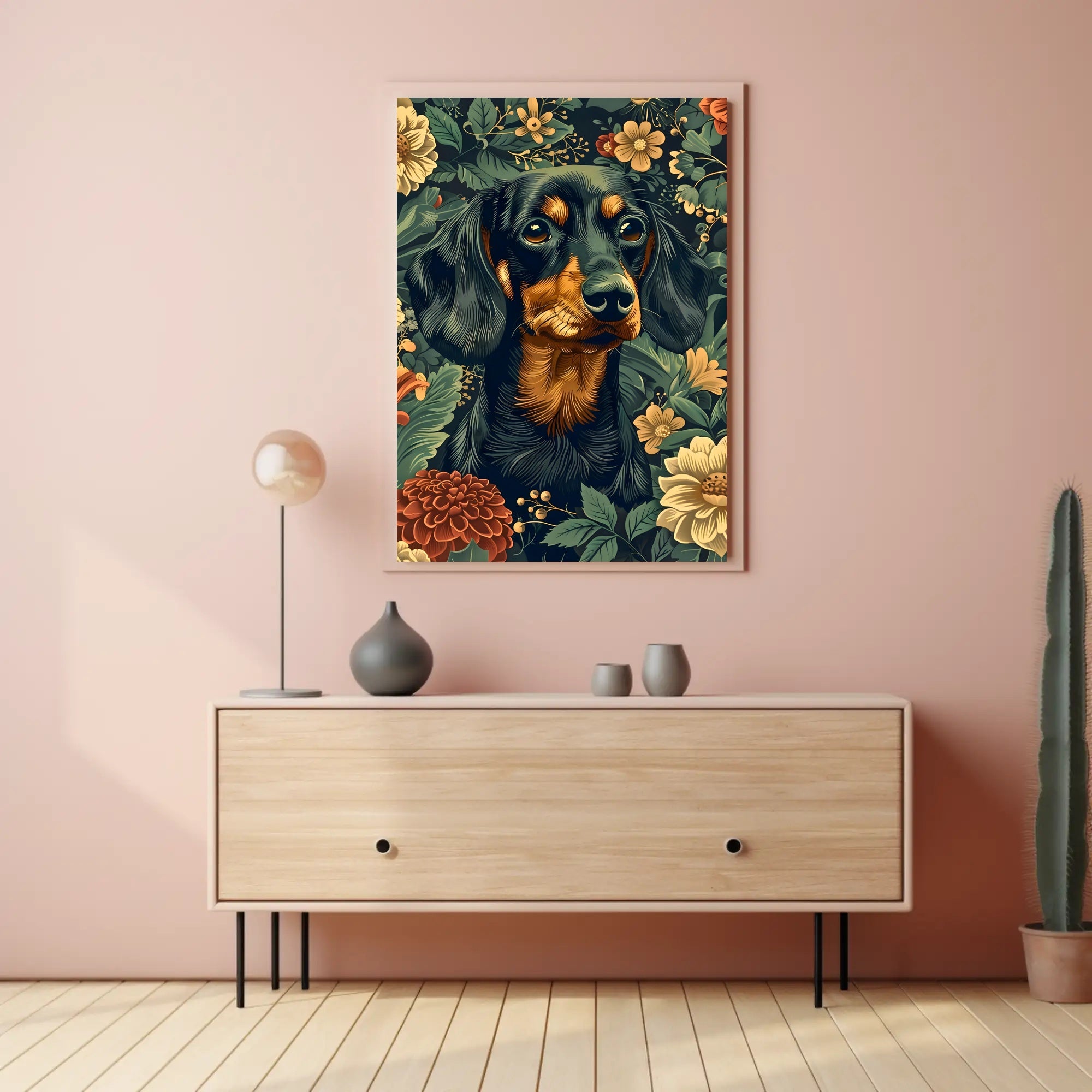 Floral Canine Elegance Wall Art Print