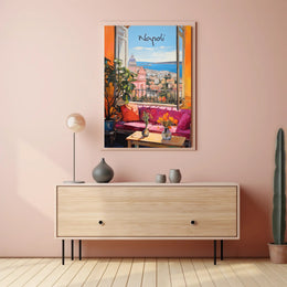 Napoli Scenic View from Open Window Poster