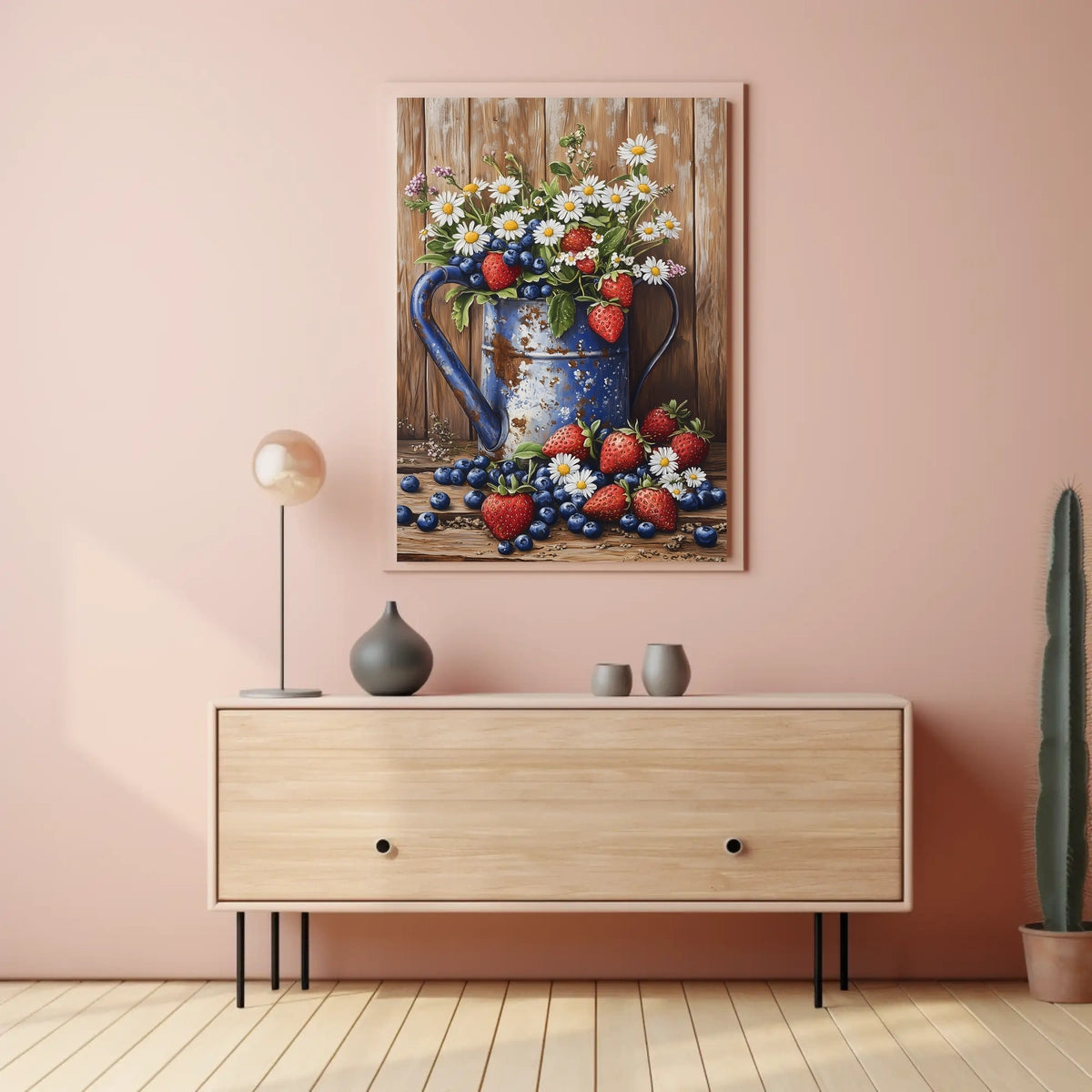 Floral Still Life In Weathered Metal Watering Can Poster