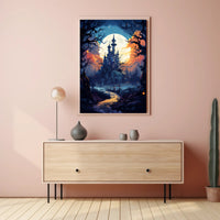 Enchanted Castle Under The Moon Poster