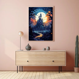Enchanted Castle Under The Moon Poster