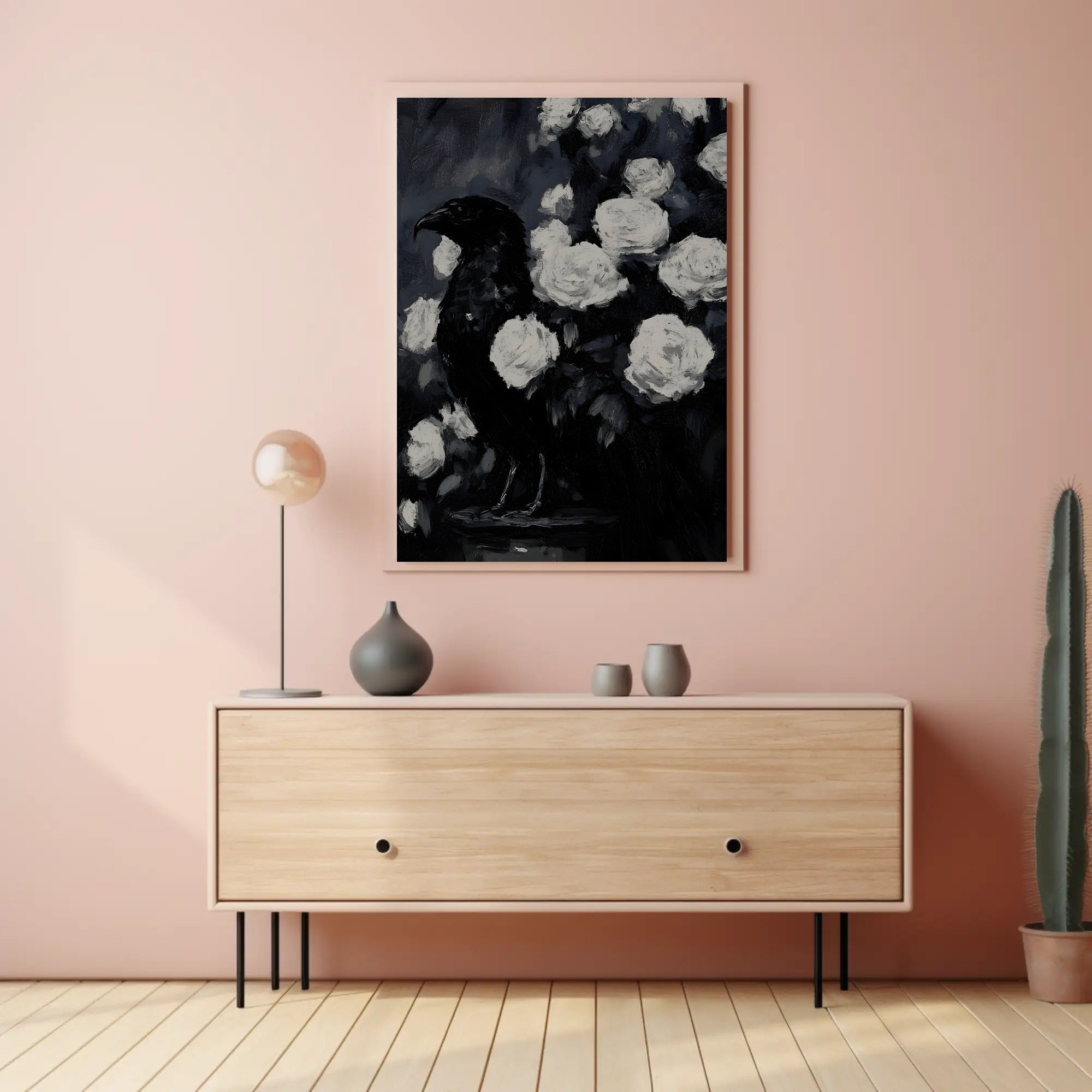 Raven and Roses: Gothic Animal Poster PosterGoat